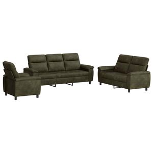 vidaXL Sofa S&aelig;t 3 pcs Army Gr&oslash;n Faux Suede L&aelig;der