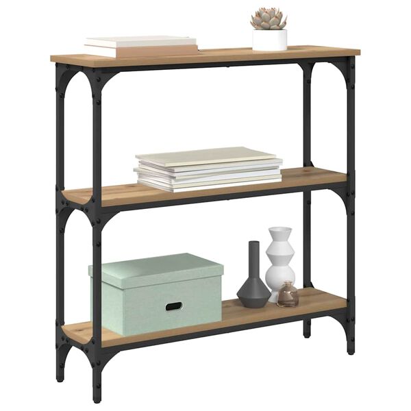 vidaXL Konsolbord Artisan Egetr&aelig; 75 x 22,5 x 75 cm Konstrueret tr&aelig;