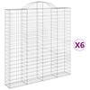 vidaXL buede gabionkurve 6 stk. 200x30x200/220 cm galvaniseret jern