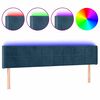 vidaXL sengegavl med LED-lys 203x16x78/88 cm fl&oslash;jl m&oslash;rkebl&aring;