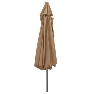 vidaXL udendørs parasol med metalstang 400 cm gråbrun