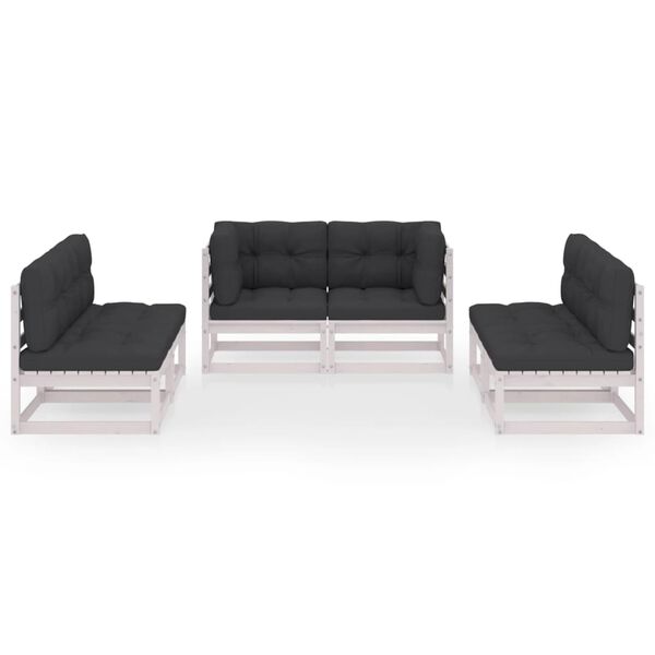 vidaXL lounges&aelig;t til haven 6 dele med hynder massivt fyrretr&aelig;