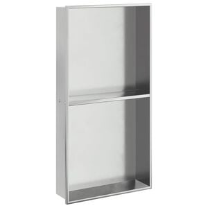 vidaXL brusehylde 32x62x9 cm rustfrit stil b&oslash;rstet s&oslash;lvfarve