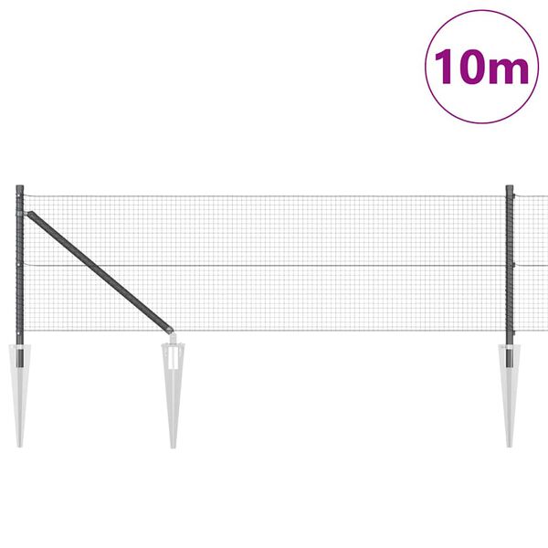 vidaXL Hegnsp&aelig;l Gr&aring; 10 x 0,8 m (19 x 19 mm net) St&aring;l og PVC