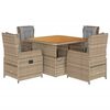 vidaXL spisebordss&aelig;t til haven 5 dele med hynder polyrattan beige