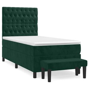 vidaXL kontinentalseng med madras 80x200 cm fl&oslash;jl m&oslash;rkegr&oslash;n