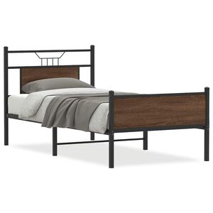 vidaXL sengeramme 75x190 cm uden madras konstrueret tr&aelig; brunt eg