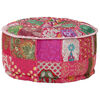 vidaXL puffe med patchwork rund bomuld h&aring;ndlavet 40 x 20 cm pink