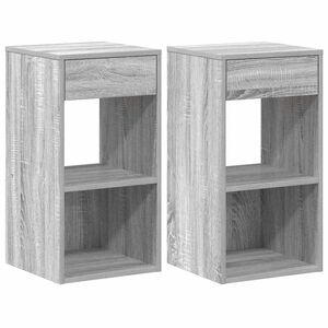 vidaXL sengeborde med skuffe 2 stk. 35x34x66,5 cm gr&aring; sonoma-eg