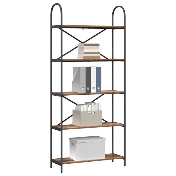 vidaXL Bogreol Gammelt tr&aelig; 80 x 30 x 183 cm Konstrueret tr&aelig;