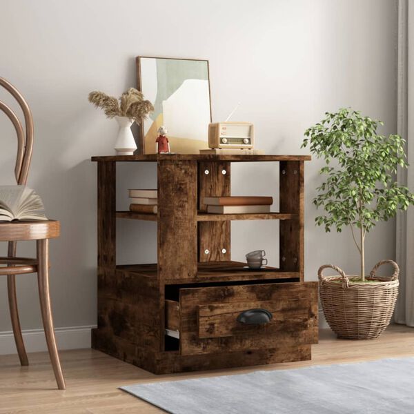 vidaXL sidebord 50x50x60 cm konstrueret tr&aelig; r&oslash;get egetr&aelig;sfarve