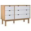vidaXL kommode OTTA 111x43x73,5 cm massivt fyrretr&aelig; brun og hvid