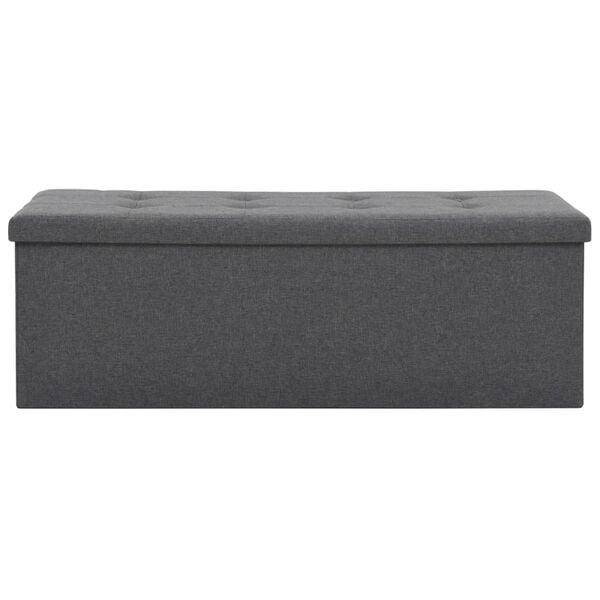 vidaXL foldbar opbevaringsb&aelig;nk imiteret linned 110 x 38 x 38 cm m&oslash;rkegr&aring;
