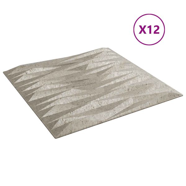 vidaXL V&aelig;gpaneler 12 pcs Stone Beton 50 x 50 cm XPS Skum