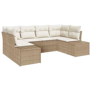 vidaXL Havesofa S&aelig;t 6 stk. 6-Antal s&aelig;der Beige og creme Poly rattan