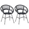 vidaXL Spisestuestol 2 stk. Rattan og Jern Sort 54 x 65 x 82 cm