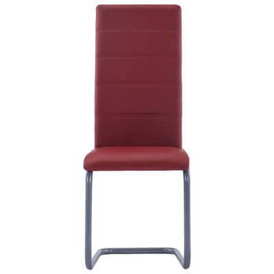 vidaXL spisebordsstole med cantilever 4 stk. kunstlæder rød