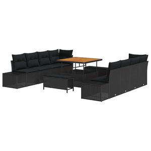 vidaXL Havesofa S&aelig;t Sort Poly rattan