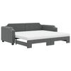 vidaXL daybed med udtr&aelig;k og madras 90x200 cm stof m&oslash;rkegr&aring;