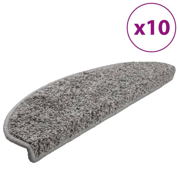vidaXL trappem&aring;tter 10 stk. 65x21x4 cm gr&aring; halvrunde store