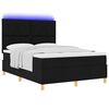 vidaXL LED Box Spring Bed med madras Sort 140 x 200 cm Stof