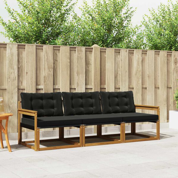 vidaXL Udend&oslash;rs sofagruppe med pude 3 pcs Naturlig og sort