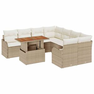 vidaXL Havesofa S&aelig;t med opbevaring 9 pcs Beige Poly rattan