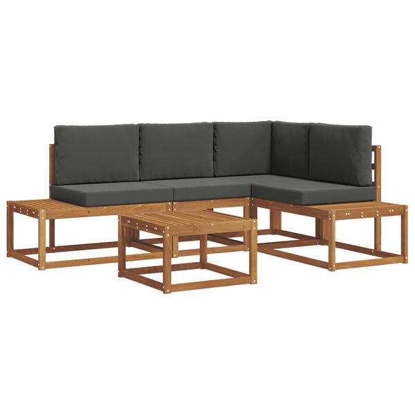 vidaXL Udend&oslash;rs sofagruppe med pude 5 Stk Naturlig og Antracit