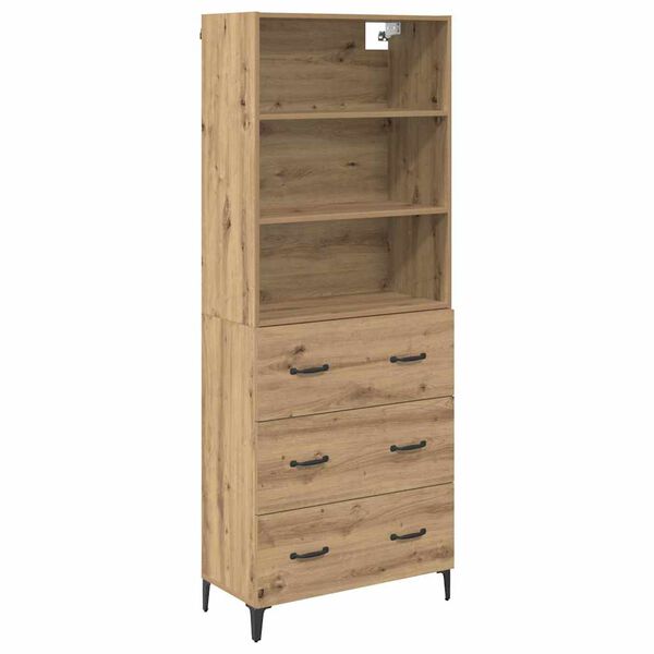 vidaXL Highboard Artisan Egetr&aelig; 69,5 x 34 x 180 cm Konstrueret tr&aelig;