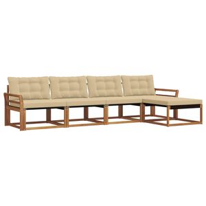 vidaXL Udend&oslash;rs sofagruppe med pude 5 pcs Naturlig og Beige