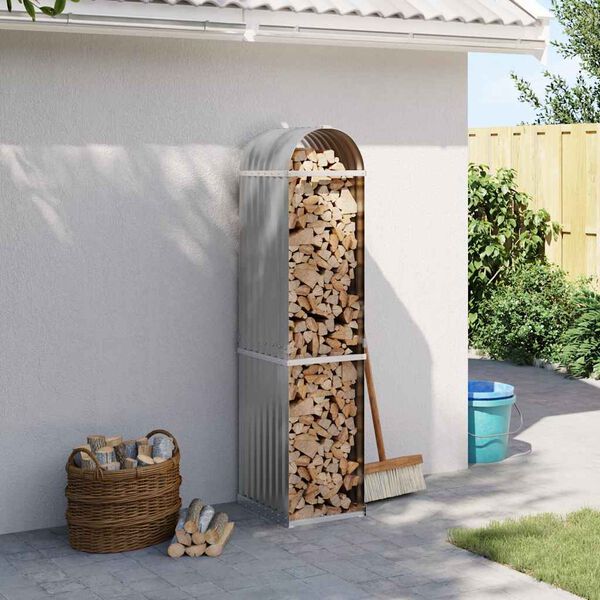 vidaXL brændestativ 40x45x170 cm galvaniseret stål lysegrå