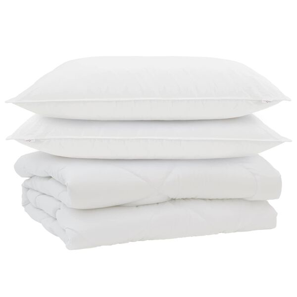 vidaXL Dyne med pude 3 pcs Hvid Mikrofiber