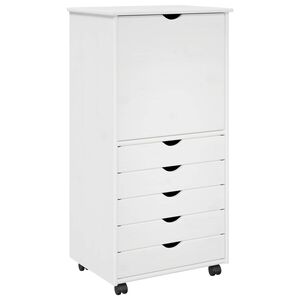 vidaXL Rullende skab 53 x 39 x 103 cm Massivt fyrretr&aelig; Hvid