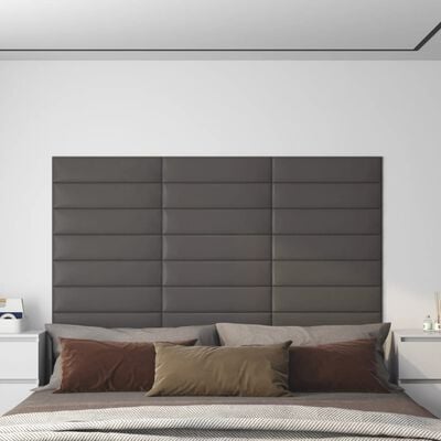 vidaXL vægpaneler 12 stk. 60x15 cm 1,08 m² kunstlæder grå