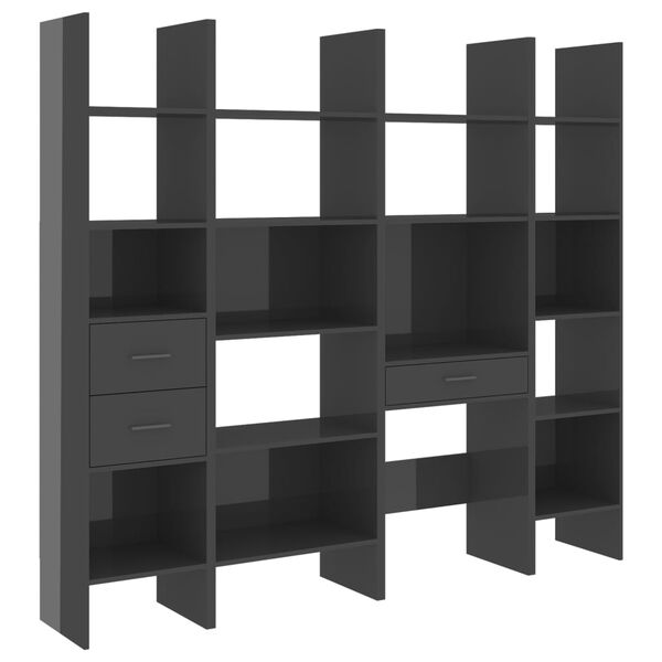 vidaXL bogreoler 4 dele konstrueret tr&aelig; gr&aring; h&oslash;jglans