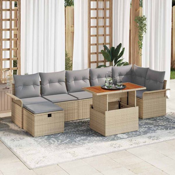 vidaXL Havesofa S&aelig;t 8 pcs Beige polyrattan