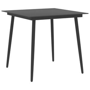 vidaXL havebord 80x80x74 cm st&aring;l og glas sort