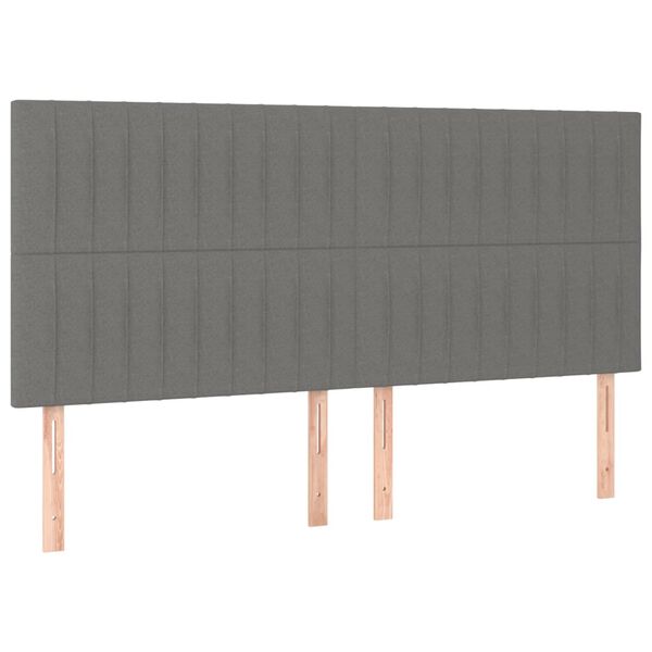 vidaXL sengegavl med LED-lys 180x5x118/128 cm stof m&oslash;rkegr&aring;