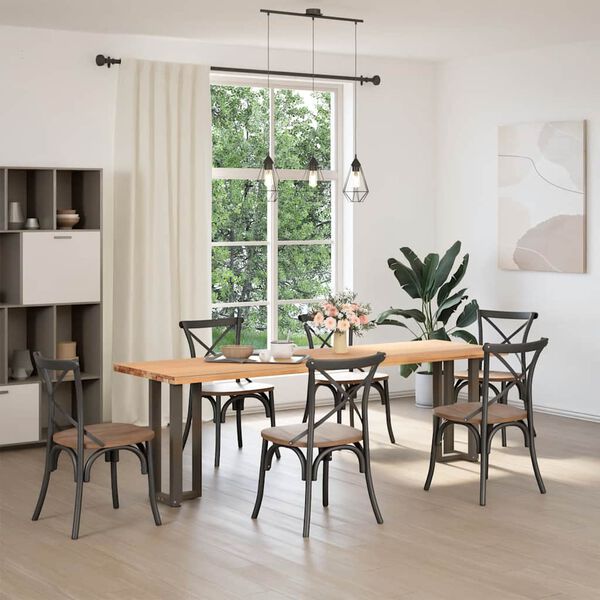 vidaXL konsolbordben T-formet 2 stk. sort 38x25x(72-73) cm st&aring;l