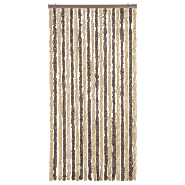 vidaXL flueforh&aelig;ng 90x200 cm chenille m&oslash;rkebrun og beige