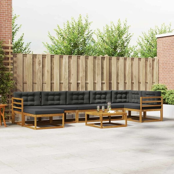 vidaXL Udend&oslash;rs sofagruppe med pude 8 pcs Naturlig og Antracit