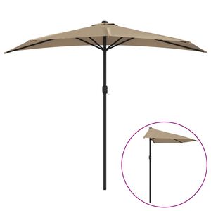 vidaXL balkonparasol med aluminumsstang gr&aring;brun 270 x 144 cm halv