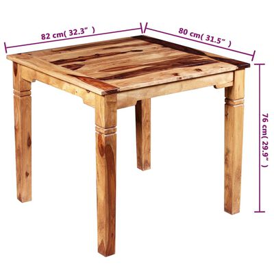 vidaXL spisebord i massivt sheeshamtræ 82 x 80 x 76 cm