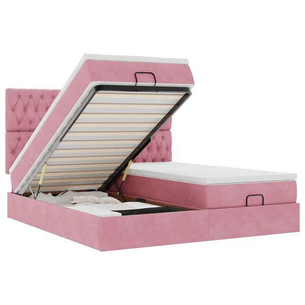 vidaXL osmannisk sengeramme med madrasser 160x200 cm fl&oslash;jl lyser&oslash;d