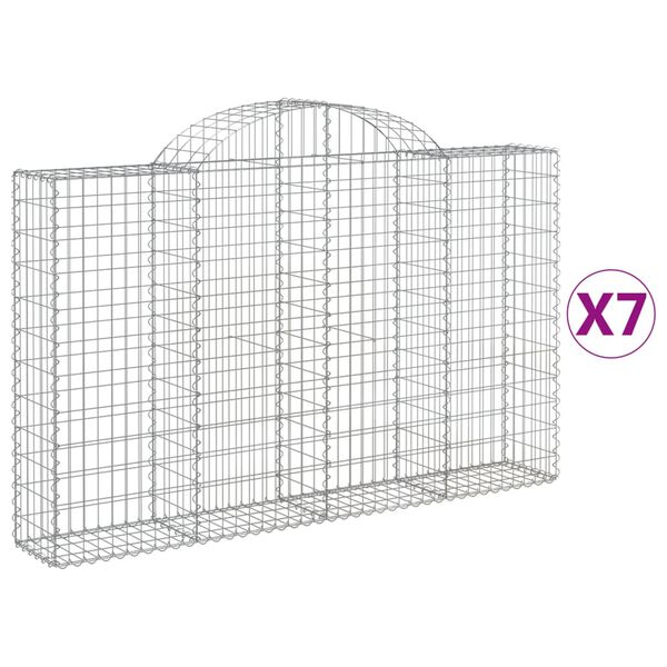 vidaXL buede gabionkurve 7 stk. 200x30x120/140 cm galvaniseret jern