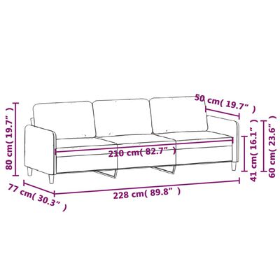 vidaXL 3-personers sofa 210 cm fløjl mørkegrå