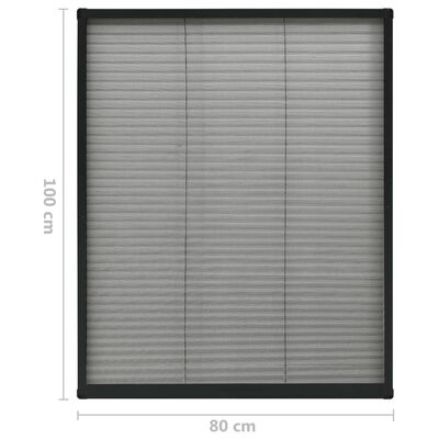 vidaXL plisseret insektnet til vinduer 80x100 cm aluminium antracitgrå