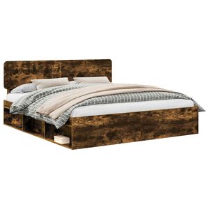 vidaXL Sengestel med hovedg&aelig;rde R&oslash;get eg 200 x 200 cm Massiv fyrretr&aelig;