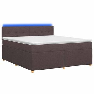 vidaXL Boxmadras med topmadras M&oslash;rk Brun 160 x 200 cm Stof