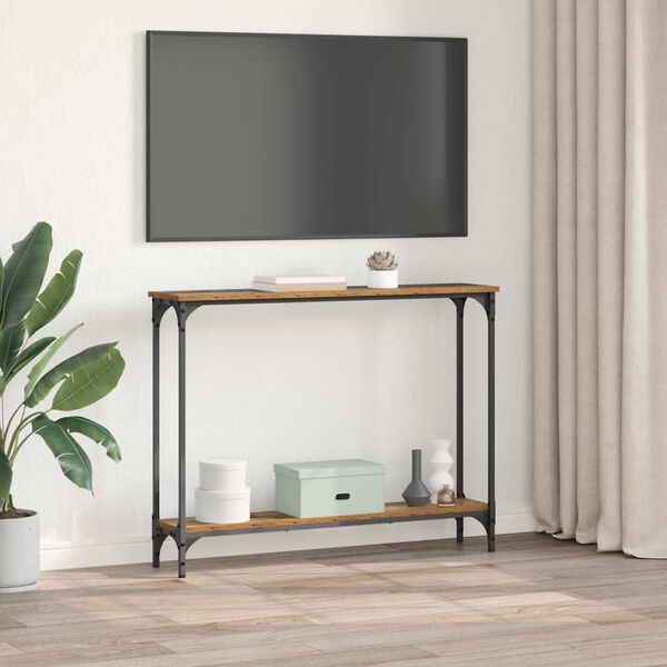 vidaXL Konsolbord Gammelt tr&aelig; 100 x 22,5 x 75 cm Konstrueret tr&aelig;